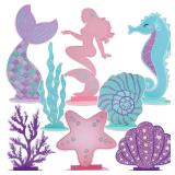 Mermaid Party Decorations Glitter Mermaid Table Centerpiece for Birthday Party Under the Sea Table Centerpiece Ocean Theme Table Ornaments for Girl Baby Shower Birthday Party Supplies DIY Decor - Reta