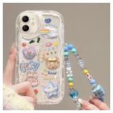Cute Phone Case for iPhone 11 Teens Case with Cute Clear 3D Bear Floral Aesthetic Phone Case with Lovely Bear Heart Charm Phone Case Girly Woman - Retail: $12