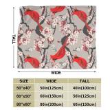 LodiSFOA Lightweight Microfiber Plush Throw Blanket Air Conditioner for Couch Bed Sofa Travel All Seasons (Cardinals Birds Cherry Flowers, 40\×50\in) - Retail: $19in