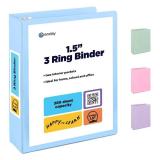 Enday 1.5 Inch Binder, Blue - 1.5 Inch 3 Ring Binder, Round Ring Pastel with Clear View Cover for Letter Size 8.5 x 11