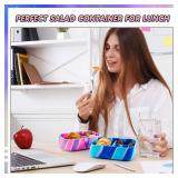 Layhit 2 Pcs Silicone Bento Box Reusable Silicone Bento Lunch Container for Adults Microwave Dishwasher Freezer Safe (3 Compartments,Pad Dyeing Colors) - Retail: $23