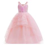 Szytypyl Glinda Costume for Girls Witch Pink Sequins Tulle Dress Up Size 130 - Retail: $31