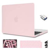 CISSOOK Baby Pink Case for MacBook Air 15 Inch 2023 2024 2025 Release, Plastic Chalk Pink Hard Shell Cover with Keyboard Cover Screen Protector for MacBook Air 15 M2 M3 M4 Model A2941 A3114 A3241 - Re