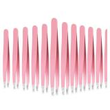 Mudder 12 Pcs Eyebrow Tweezers Set for Facial Hair Stainless Steel Slanted Tip Tweezers in Bulk for Men and Women (Pink) - Retail: $9