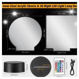 Honoson 4 Pieces 3D Night LED Light Lamp Base and 4 Pieces Clear Acrylic Sheets with Remote Control and USB Cable, Christmas DIY Acrylic Adjustable 16 Colors 4 Modes Set for Restaurant Room Shop Bar -