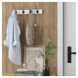 VERTORGAN Coat Hooks Wall Mounted, Wooden Hat Rack with 4 Hooks for Entryway, Bathroom,Bedroom(White) - Retail: $10