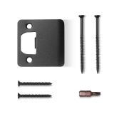 MOSECYOU Extended Strike Plate 2-1/4\ x 2-1/4\in, Matte Black, Heavy Duty Version with Reinforced Torx/Star Screws and Bit, Extender Lip Latch Striker for Exterior/Interior Door (Matte Black,1 Pack) -
