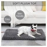Washable Dog Bed Mat Reversible Dog Crate Pad Soft Fluffy Pet Kennel Beds Dog Sleeping Mattress for Large Jumbo Medium Small Dogs, 29 x 18 Inch, Gray - Retail: $19