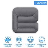 TEKAMON All Season Oversized King Comforter Winter Warm Summer Soft Quilted Down Alternative Duvet Insert Corner Tabs, Machine Washable Luxury Fluffy Reversible Collection for Hotel,Charcoal Grey - Re