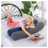 1 MIDDLE ONE Body Pillow, Bolster Pillow with Cooling Cover, Long Round Roll Cylinder Pillow for Bed, 35\ x 7.87\in, Grey - Retail: $35in