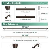 Extra Long Curtain Rods 120 to 240 Inch(10-20ft),1Inch Bronze Adjustable Extra Long Curtain Rod,Heavy Duty Decorative Window Curtains Rod for Bedroom,Long Curtain Rods 120-240 - Retail: $50