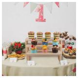 WIQARJ 3-Tier risers display stands, Wooden Retail Display Rack for retail Rustic Tabletop Display rack for cupcakes, collectibles,jewelry, perfum, Funko Pop Figures - Retail: $12,039