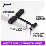 NordStick Pro 3.0 Nordic Hamstring Curl Strap The Original Hamstring curl Exercise for Home and Travel - 5 Second Set up for Nordic curl, sit ups, abs and core Strength Training - up to 800 pounds - R