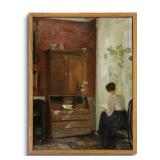 Qizee Vintage Wall Art Decor Still life with Young Girl Reading Framed Canvas Wall Art Home Decor for Bathroom Wall Decor Living Room Decorations 12