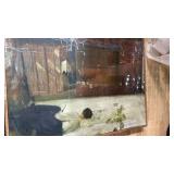 Qizee Vintage Wall Art Decor Still life with Young Girl Reading Framed Canvas Wall Art Home Decor for Bathroom Wall Decor Living Room Decorations 12