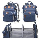 Astro alan Baby Diaper Bags with Changing Station, Waterproof Diaper Bag Backpack for Moms Dads with USB Charging Port, Baby Shower Gifts, Large Capacity diaper backpack, Blue - Retail: $41