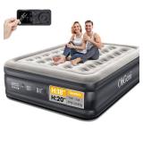 OhGeni Queen Air Mattress with Built in Pump, Inflatable Blow Up Mattress 18 Raised Comfort,Upgraded Surface Portable Mattress, Air Bed for Camping, Home and Guest, Colchone Inflable, 650 lbs Max - Re