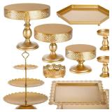 Peohud 10 Pieces Gold Cake Stand, Metal Round Cupcake Tower, Decorative Dessert Fruit Candy Display Plate for Wedding, Anniversary, Birthday Party, Celebration, Outdoor - Retail: $62