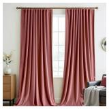 MIULEE Velvet Curtains 84 Inches Long 2 Panels - Pinch Pleated Luxury Room Darkening Curtains for Bedroom Living Room Blackout Thermal Insulated Super Soft Window Drapes Back Tab, Dusty Rose Pink - Re