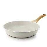 SENSARTE Nonstick Ceramic Frying Pan Skillet, 12.5 Inch Omelet Pan, Healthy Non Toxic Chef Pan, Induction Compatible Egg Pan with Heat Resistant Handle, PFAS-Free, White - Retail: $46