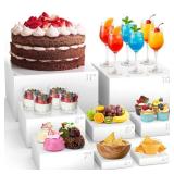 8 Pcs Buffet Food Risers,11\ Large Acrylic Dessert Cupcake Table Stands White Fruit Display Shelf Catering Supplies Party Jewelry Show Decor Risers Cube Box Nesting?11\in,10\in, 8\in, 7\in,6\in,5\in,4