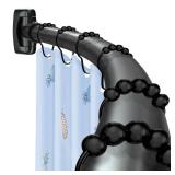 Curved Shower Curtain Rod,33-78 inches Adjustable Arched Round Shower curtain rods,Rustproof Black Curved Shower Curtain Rod for Bathroom, Premium Stainless Steel Need to Drill - Retail: $20