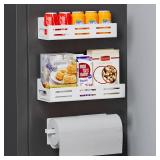 Carwiner Magnetic Spice Rack for Refrigerator, Magnetic Refrigerator Organizer, Strong Magnetic Fridge Shelf, Rustproof Side Fridge Storage Rack for Kitchen (White, 3 Pack) - Retail: $22