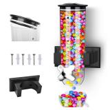 Cereal Dispenser, Food Dispenser Wall Mounted, Grain Dispenser Storage Containers with Cup, Single Control Candy Dispenser for Storing Snack Nut Coffee Beans, Kitchen Dry Cereal Dispenser, Black 1.5 L