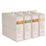 4Pack Linen Sheet Organizers and Storage - King/Queen Size Sheet Storage Organizer with Window, Foldable and Dustproof Sheet Organizer for Linen Closet for Summer Blankets and Sheet Sets,Off-white - R