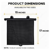 EcoNour Car Side Window Sun Shade (2 Pack) | Retractable Roller Sunshade for Kids | Baby Car Window Shades for UV and Sun Glare Protection | Baby Travel Accessories (15\x17\in) - Retail: $20in