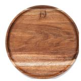YANGQIHOME Round Wood Tray, Acacia Wooden Serving Tray, Serving Platter, Appetizer Charcuterie Board, Tray Organizer for Kitchen/Countertop, 13.8 x 13.8 x 0.8 inch (damaged) - Retail: $22