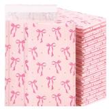 100 Pack Pink Bows Bubble Mailers 6x10 Inch Pink Bubble Mailer Seal Adhesive Cute Padded Envelopes Waterproof Cushioning for Packaging, Shipping, Mailing, Boutiques Supplies - Retail: $34