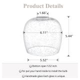 2 Pack 6.1\ Clear Seeded Replacement Glass Shade, 1-5/8\in Fitter Opening for Threaded Medium Base Socket for Pendant Light,Ceiling Light,Chandelier Light,Wall Sconce Shade - Retail: $57in
