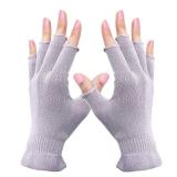 MIG4U Fingerless Moisturizing Gloves, Half Finger Touchscreen Beauty Glove for Eczema, SPA, Dry Hands, Skin Treatment, Summer Sun UV Protection, Pale Purple, 1 Pairs L/XL - Retail: $9