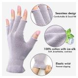 MIG4U Fingerless Moisturizing Gloves, Half Finger Touchscreen Beauty Glove for Eczema, SPA, Dry Hands, Skin Treatment, Summer Sun UV Protection, Pale Purple, 1 Pairs L/XL - Retail: $9