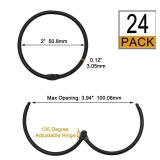 Shower Curtain Hooks Rings,24 Pcs Rustproof Metal Shower Hooks for Shower Curtain,Glide Smoothly Round Shower Rings for Curtain,Shower Curtain Rings for Bathroom Shower Rod,Snap Joint Design (Black) -