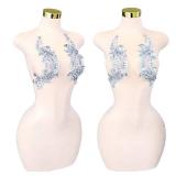 Handmade Rhinestone lace DIY Applique Beaded Crystal Patches Trim Patches for Dress Clothes Accessories(S15-silverAB) - Retail: $17