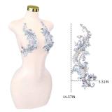Handmade Rhinestone lace DIY Applique Beaded Crystal Patches Trim Patches for Dress Clothes Accessories(S15-silverAB) - Retail: $17