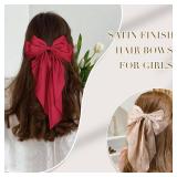 10 PCS Large Hair Ribbon Barrettes with Long Tails for Women and Girls, TOKUFAGU Vintage French Hair Accessories - Bow Clips in 10 Colors (Set A) - Retail: $10