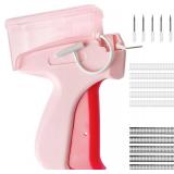 Clothing Needle Gun, Clothing Tag Gun, Quick Stitch Sewing Gun, Trimming Tool Set with 6 Needles, 1000 Black and 1000 White Fasteners, Pink - Retail: $13
