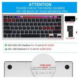 CaseBuy Premium Keyboard Cover for MacBook Pro 13 inch M2 2023 2022, 2021 2020 M1 A2338 A2289 A2251 Ultra Thin US Keyboard Protector for MacBook Pro 13 with Touch Bar -Clear - Retail: $7