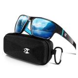 suoso Sports Polarized Sunglasses for Men: TR90 UV400 Protection Sun Glasses Womens Wrap Around Goggles for Drving Fishing Blue - Retail: $19