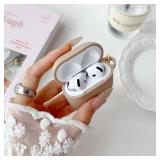Cute Milk Tea Case for Airpods 4 Cover for Girl Women with Pom pom Flower Charms Keychain and Cleaner Kit, Soft iPods 4 Silicone Airpods iPod 4th Gen Protective Cover Skin for Airpod 4 2024 - Retail: 