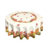 Sweetshow Fall Harvest Watercolor Leaves Table Cloth Thanksgiving Round Tablecloth 60 Inch Autumn Fabric Tablecloth for Holiday Parties Dining Table Living Room Kitchen Decor - Retail: $15