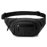 FYRLFB Large Fanny Pack for Men and Women, Crossbody Waist Bag with 4 Zipper Pockets Easy Carry Any Phone, Fashion Waist Packs with Adjustable Strap for Travelling, Hiking, Cycling, Running - Black - 