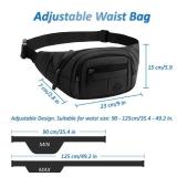 FYRLFB Large Fanny Pack for Men and Women, Crossbody Waist Bag with 4 Zipper Pockets Easy Carry Any Phone, Fashion Waist Packs with Adjustable Strap for Travelling, Hiking, Cycling, Running - Black - 