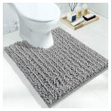 Yimobra Toilet Rug U Shaped Washable 24x20 Inch - Ultra Soft Absorbent Chenille Bath Rugs for Toilet, Quick Dry and Machine Washable, Non Slip Contour Bathroom Mat, Gray - Retail: $15