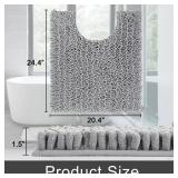 Yimobra Toilet Rug U Shaped Washable 24x20 Inch - Ultra Soft Absorbent Chenille Bath Rugs for Toilet, Quick Dry and Machine Washable, Non Slip Contour Bathroom Mat, Gray - Retail: $15