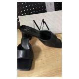 MIRAAZZURRA Black Women Heeled Mules Square Open Toe Chunky Block Heel Slip on Heeled Sandals Casual Dress Slide Shoes Size 10 - Retail: $46