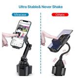 Miracase [Upgraded Version Cup Phone Holder for Car, Universal Adjustable Long Neck Car Phone Mount Cradle Friendly Compatible with iPhone Samsung Google and All 4.0-7.0 inches Smartphones - Retail: $